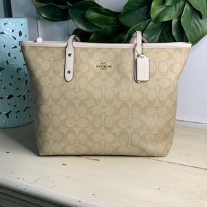 Coach Beige Canvas with White Leather